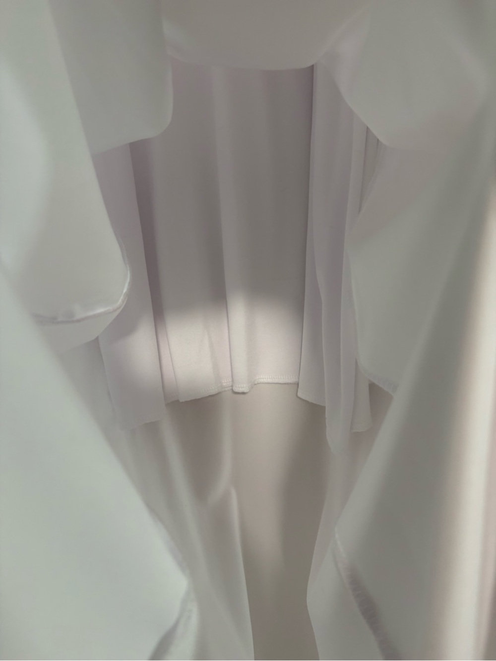 Asymmetrical White Draped Women's Dress - Picture 6 of 8